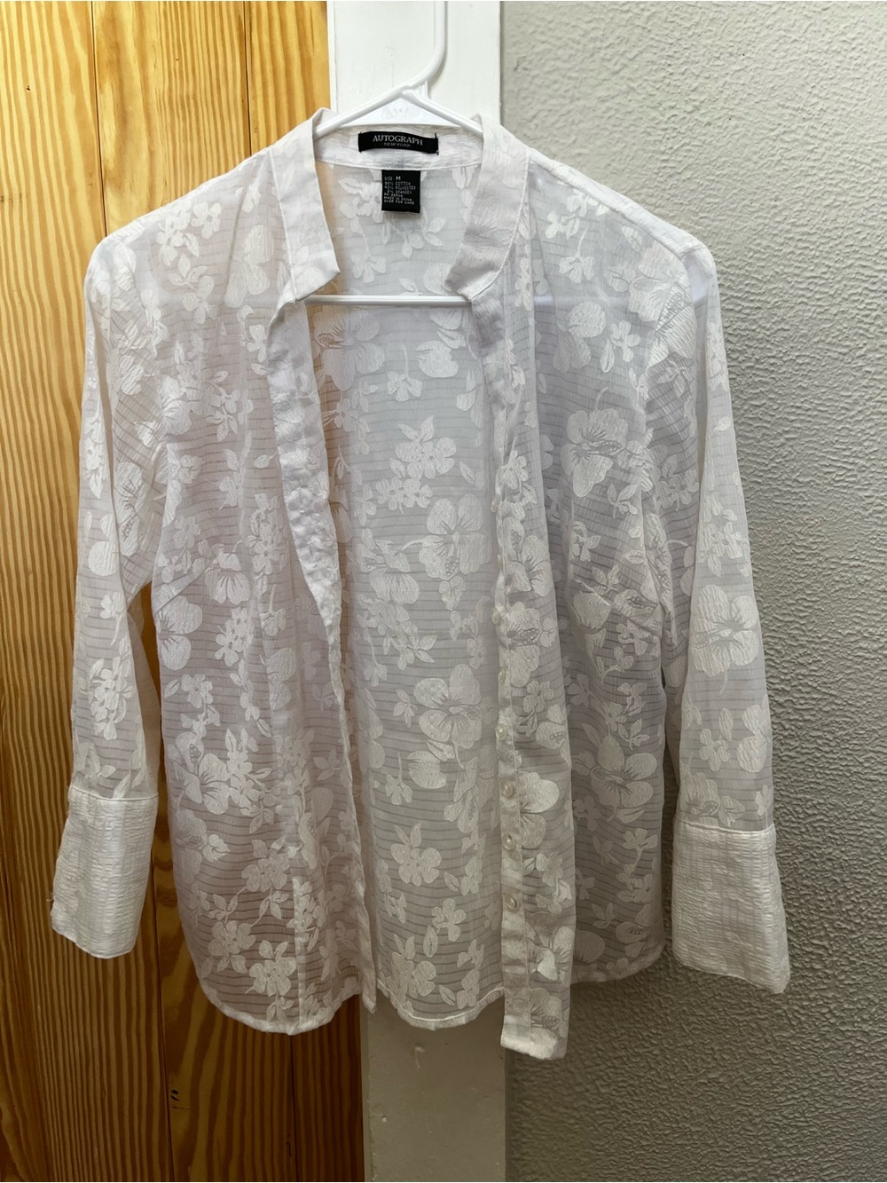 Autograph White Floral Lace Open-Front Blouse